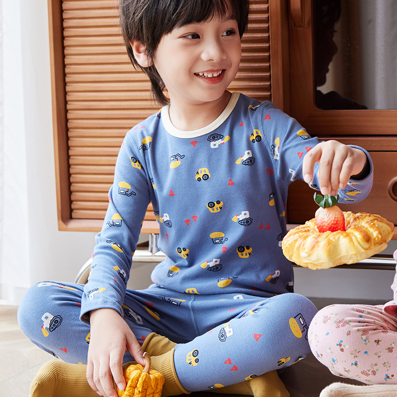 Laste puuvillane termokomplekt talveks — 3–8 aastat, 95% puuvill, ümmargune kaelus, mustrid: loomad, triibud, võrk, multikas