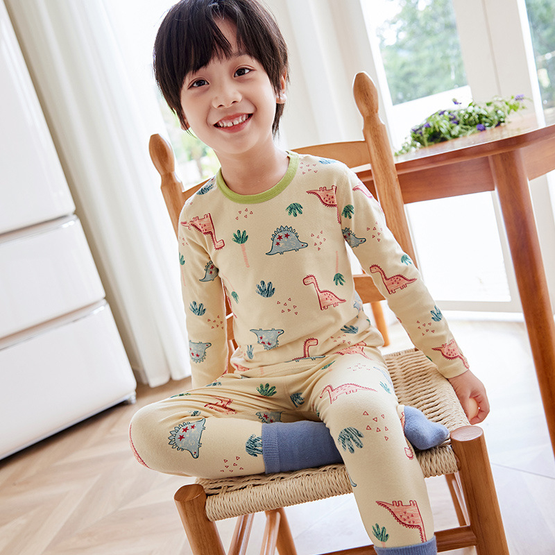 Laste puuvillane termokomplekt talveks — 3–8 aastat, 95% puuvill, ümmargune kaelus, mustrid: loomad, triibud, võrk, multikas