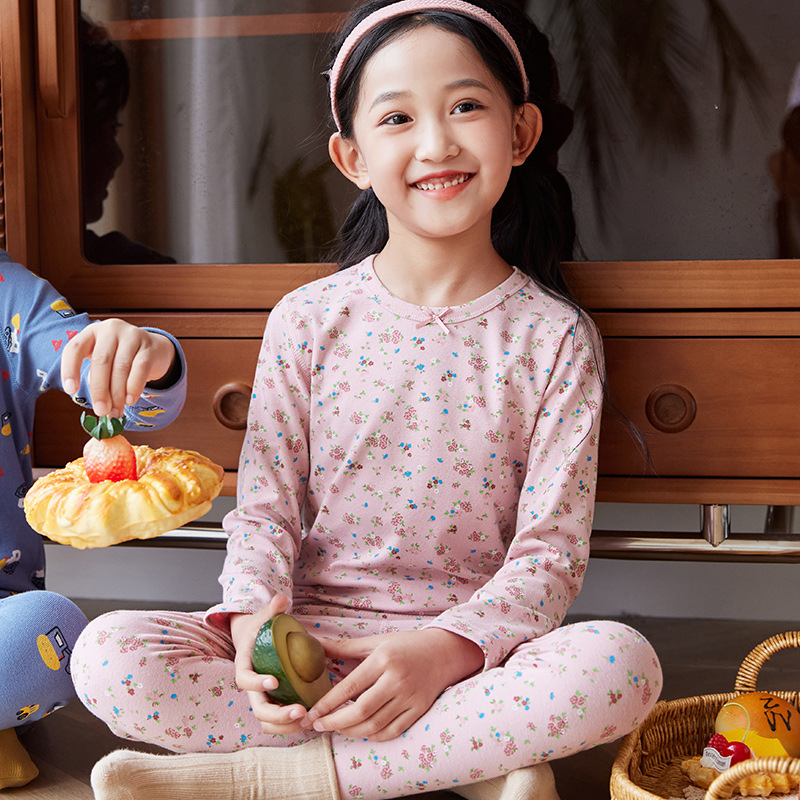 Laste puuvillane termokomplekt talveks — 3–8 aastat, 95% puuvill, ümmargune kaelus, mustrid: loomad, triibud, võrk, multikas