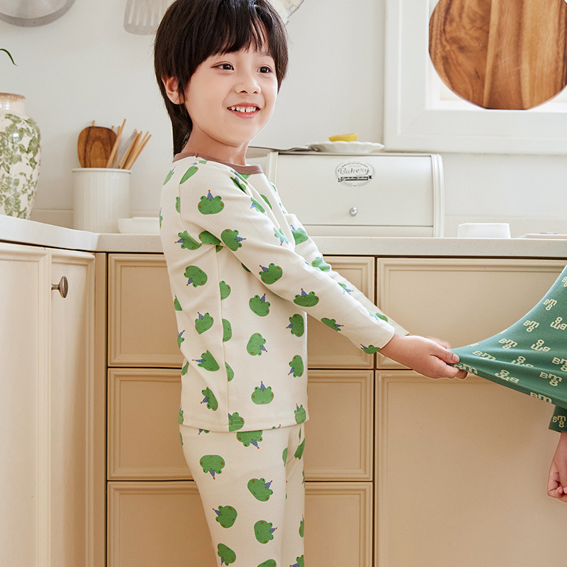 Laste puuvillane termokomplekt talveks — 3–8 aastat, 95% puuvill, ümmargune kaelus, mustrid: loomad, triibud, võrk, multikas