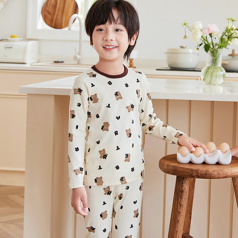 Laste puuvillane termokomplekt talveks — 3–8 aastat, 95% puuvill, ümmargune kaelus, mustrid: loomad, triibud, võrk, multikas