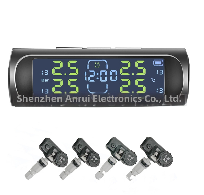 Saulės energijos TPMS sistema su belaidžiu jutikliu, skaitmeninis ekranas, slėgio diapazonas 0-50 PSI (0-3,5 bar), modelis AN-01 automobiliai ir SUV