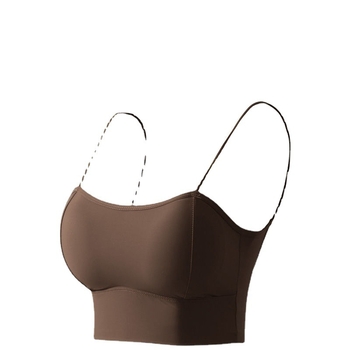 Nylonový bezramenný podprsenka s hrubými tvarovanými košíčkami, plné krytie, priedušný vestový štýl