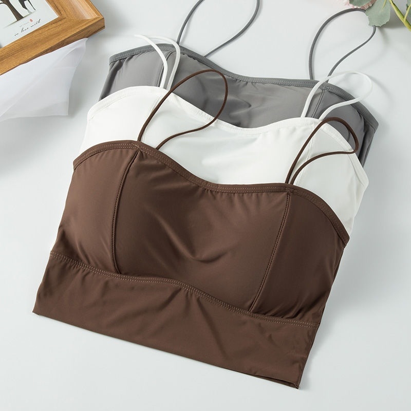 Σουτιέν χωρίς τιράντες από νάιλον, με παχιές μορφοποιημένες κάψες, πλήρης κάλυψη, αναπνεύσιμο vest-style τοπ