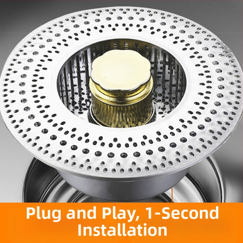 Filtr na kuchynský drez s tlačeným typom pop-up jadra, 304 nerezová oceľ, model 9898