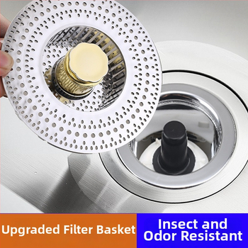 Filtr na kuchynský drez s tlačeným typom pop-up jadra, 304 nerezová oceľ, model 9898