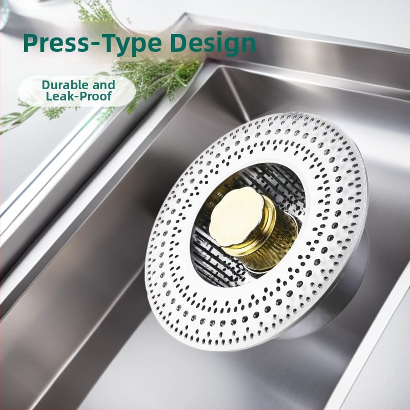 Filtr na kuchynský drez s tlačeným typom pop-up jadra, 304 nerezová oceľ, model 9898