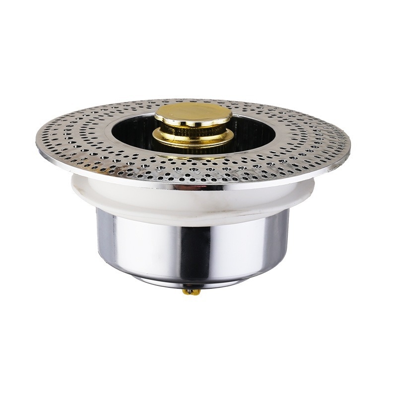 Filtr na kuchynský drez s tlačeným typom pop-up jadra, 304 nerezová oceľ, model 9898