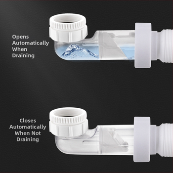 S-образна дренажна тръба за мивка, PE пластмаса, против миризма, телескопичен гофриран маншет, модел XLH035