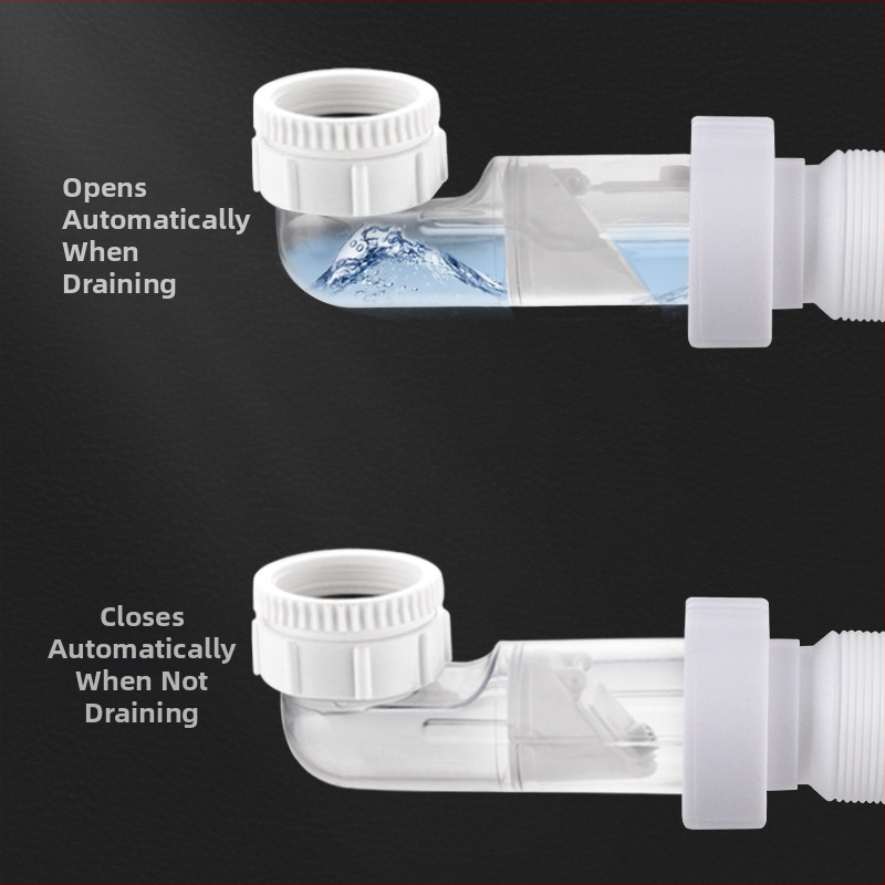 S-образна дренажна тръба за мивка, PE пластмаса, против миризма, телескопичен гофриран маншет, модел XLH035