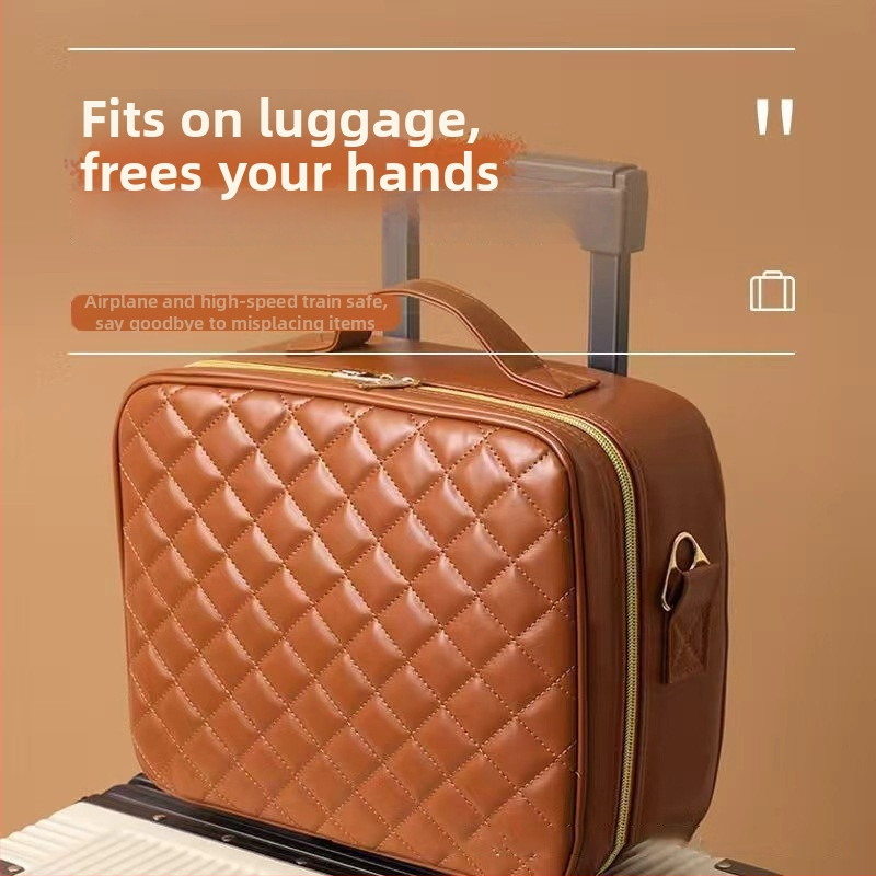 Kozmetická taška s LED svetlom a zrkadlom, prenosná s veľkou kapacitou, s odnímateľnou deliacu priečkou a zapínaním na zips