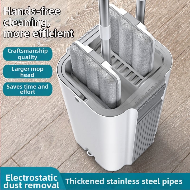 Kibiro su šluota komplektas – plokščiasis mopas, mikropluošto galvutė, nerūdijančio plieno lazdelė, 3 metų tarnavimo laikas