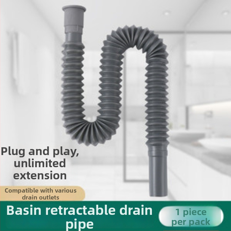 Köögivalamu äravoolutorude komplekt, plastikust, S-kujuline, tõmbe mehhanism, lõhna vastu, pikendusega