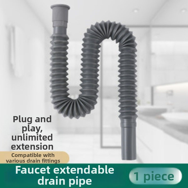 Köögivalamu äravoolutorude komplekt, plastikust, S-kujuline, tõmbe mehhanism, lõhna vastu, pikendusega