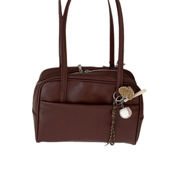 Moteriška PU tote rankinė – miesto minimalistinis stilius, užtrauktukas, horizontali kvadratinė forma, poliesterio pamušalas, ruduo 2024.