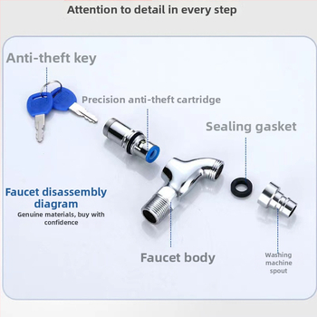 Seinakraan pesumas masinaga lukustatav, kiirem avamine külma veega, 13 mm sissetulek/väljund, keramikakartrij, tsingi sulam korpus, elektroplaaditud viimistlus