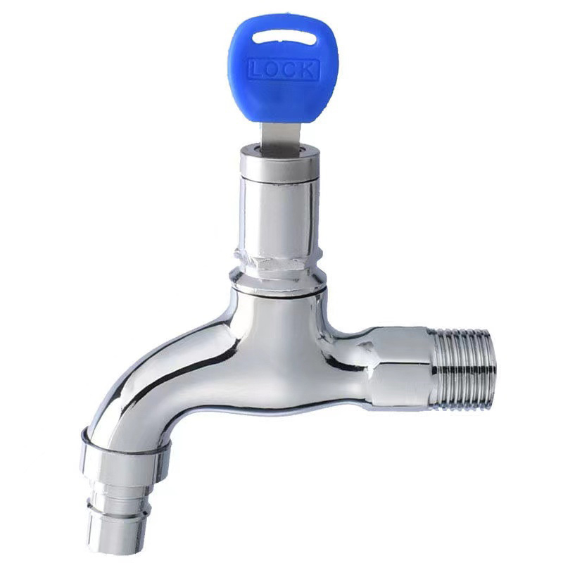 Вграден стенен кран за пералня със заключване и бързо отваряне на студен клапан, 13 мм вход/изход, керамичен клапан, корпус от цинкова сплав, електроплакиран финиш