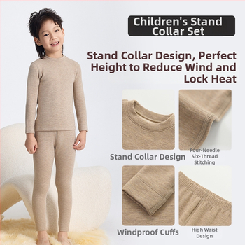 Vaikų fliso termo komplektas, unisex, Derong akrilas, labai storas 301–350 g/m², viršų su apvaliu kaklu ir ilgomis rankovėmis bei kelnės.