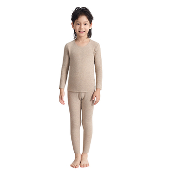 Детски термо комплект с подплата от полар, унисекс, Derong акрил, много дебел 301–350 г/м², горнище с кръгло деколте и дълги ръкави, панталони.