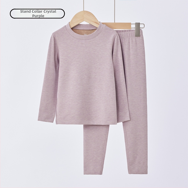 Vaikų fliso termo komplektas, unisex, Derong akrilas, labai storas 301–350 g/m², viršų su apvaliu kaklu ir ilgomis rankovėmis bei kelnės.