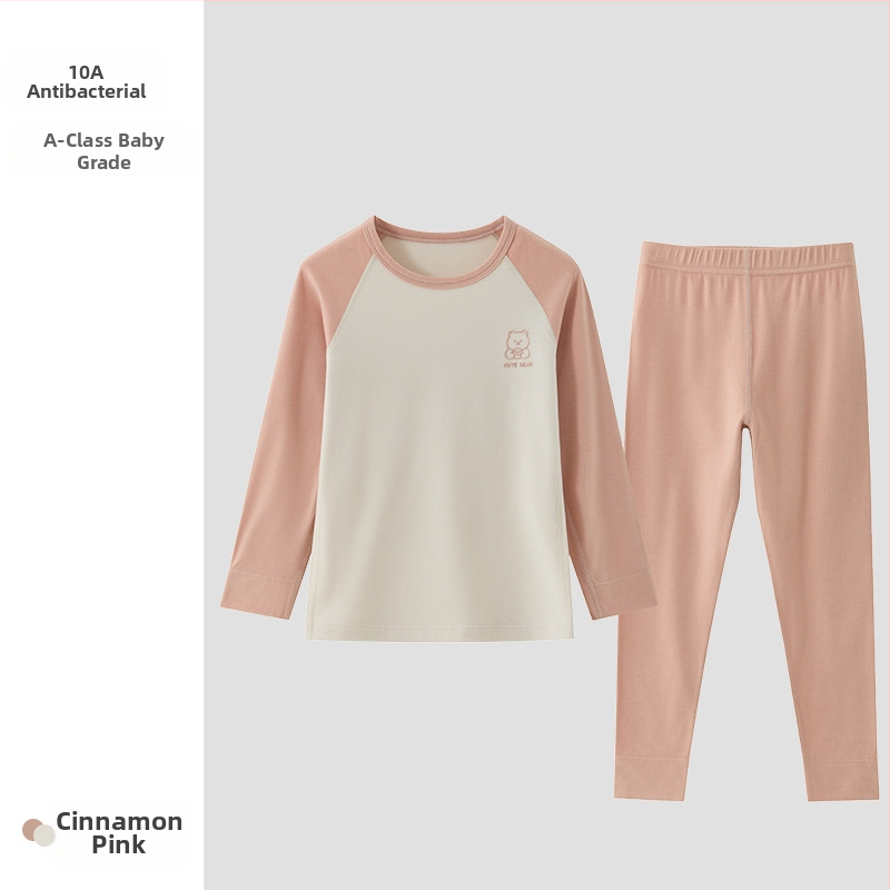 Vaikų fliso termo komplektas, unisex, Derong akrilas, labai storas 301–350 g/m², viršų su apvaliu kaklu ir ilgomis rankovėmis bei kelnės.