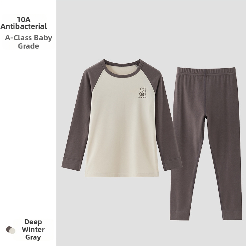 Vaikų fliso termo komplektas, unisex, Derong akrilas, labai storas 301–350 g/m², viršų su apvaliu kaklu ir ilgomis rankovėmis bei kelnės.