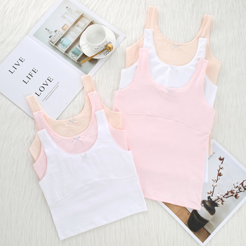 Laste puuvillane rinnahoidja tüdrukutele, täis kauss, ilma terasraamita, fikseeritud topeltõla õlad, hingav ja niiskust imav