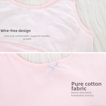 Laste puuvillane rinnahoidja tüdrukutele, täis kauss, ilma terasraamita, fikseeritud topeltõla õlad, hingav ja niiskust imav