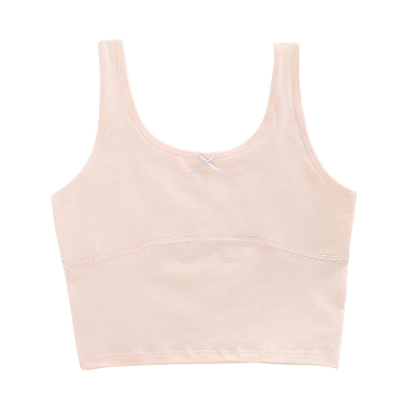 Laste puuvillane rinnahoidja tüdrukutele, täis kauss, ilma terasraamita, fikseeritud topeltõla õlad, hingav ja niiskust imav