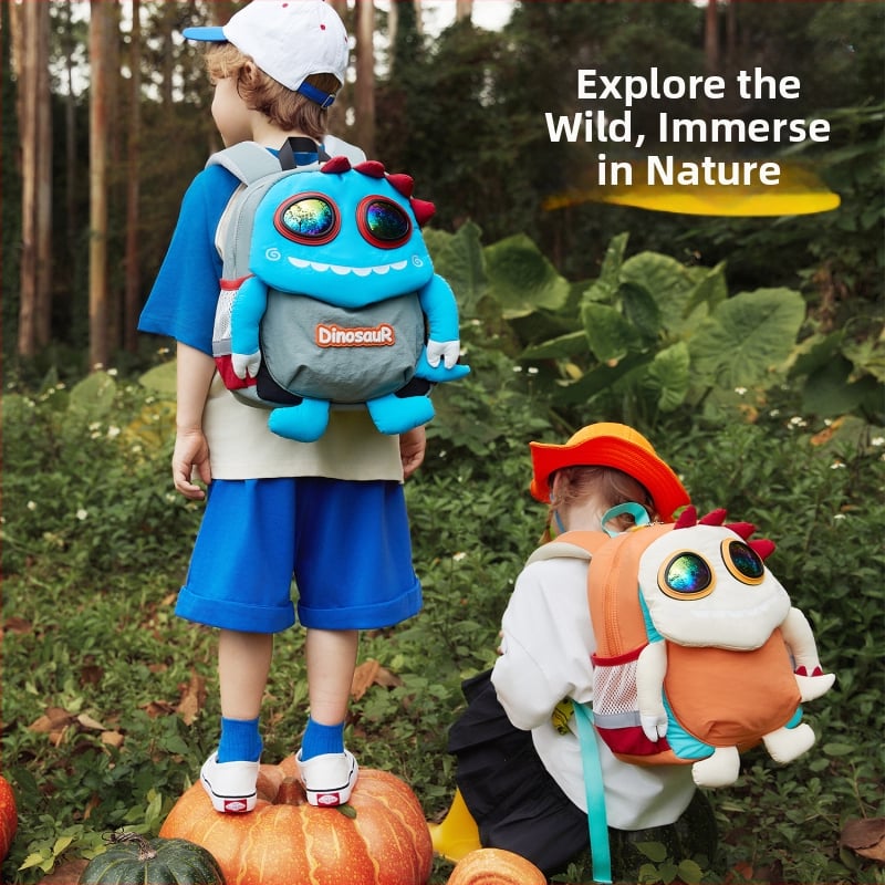 VABC Laste seljakott poistele ja tüdrukutele, kerge, hingav nailon, dinosaura muster, kõverdatud õlarihmad (vooder: polüester; kasutus: väljakoolitused; stiil: mänguline ja armas)