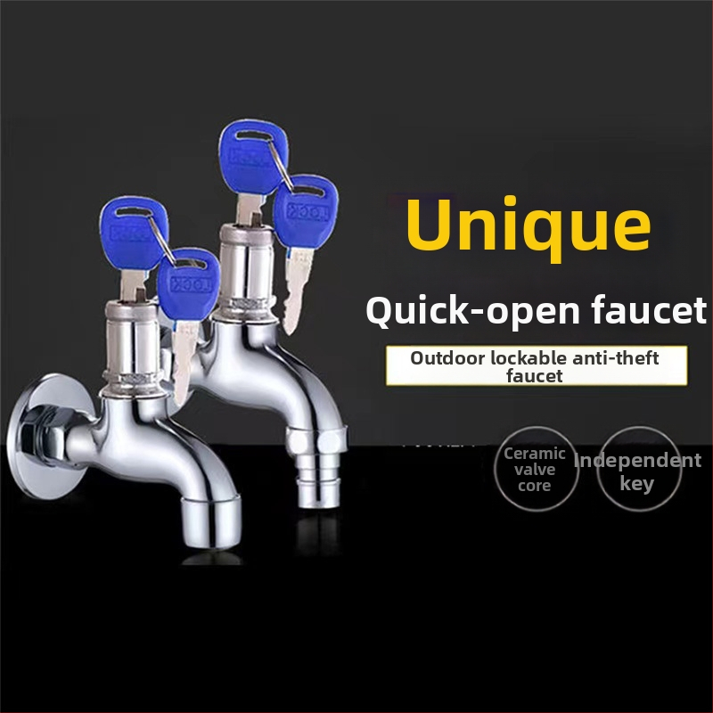 Заключващ външен кран с керамичен диск клапан; цинков сплав; електроплакиране; 5–80°C; 0.8 MPa