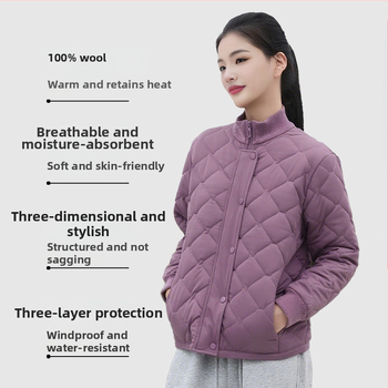 Vilnonis kardigan-jackas, 100% vilnos užpildas; poliesterio pluoštas su elastanu; dryžių/plaid raštas; stovimas kaklas; ilgomis rankovėmis