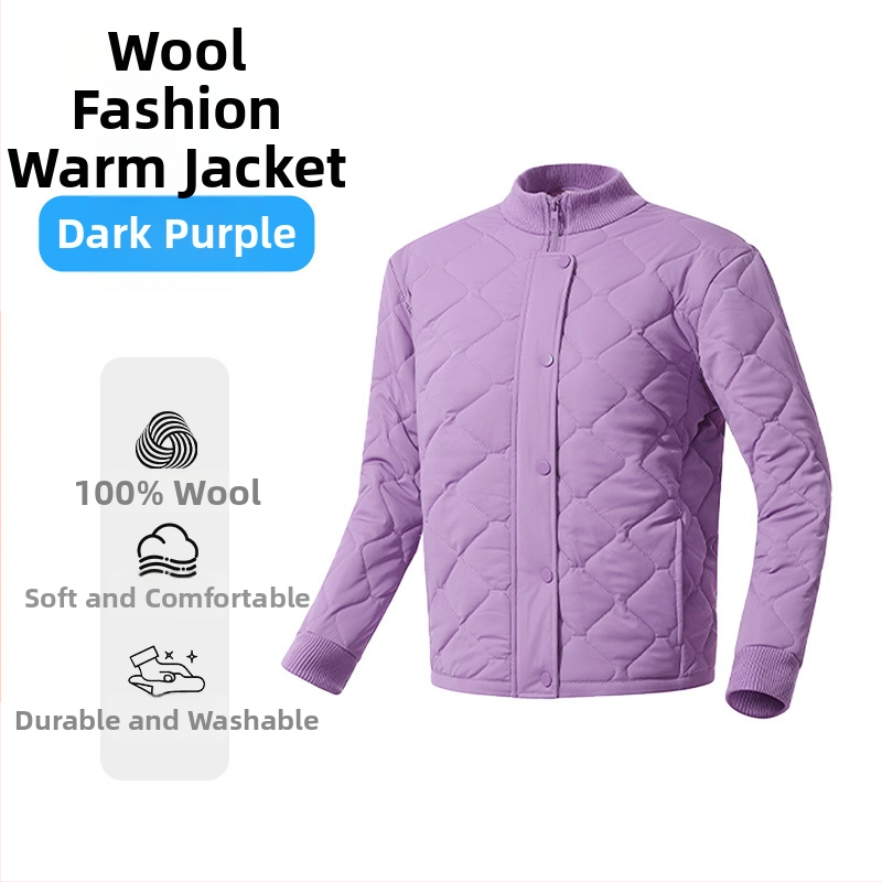 Vilnonis kardigan-jackas, 100% vilnos užpildas; poliesterio pluoštas su elastanu; dryžių/plaid raštas; stovimas kaklas; ilgomis rankovėmis