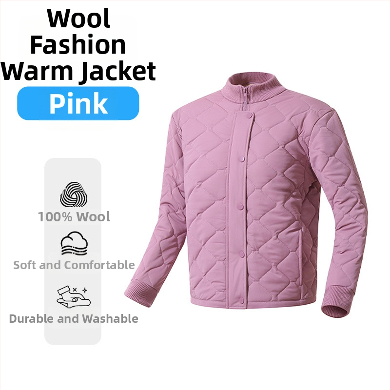 Vilnonis kardigan-jackas, 100% vilnos užpildas; poliesterio pluoštas su elastanu; dryžių/plaid raštas; stovimas kaklas; ilgomis rankovėmis