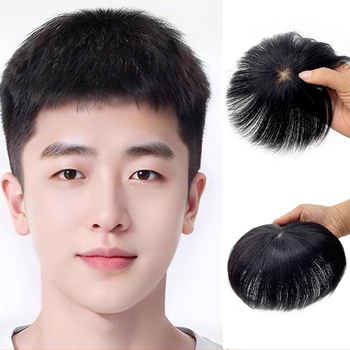 Мъжка къса естествена перука с горна добавка за обем, механично строителство, термоустойчива синтетика, модели BF374 BF375 BF376