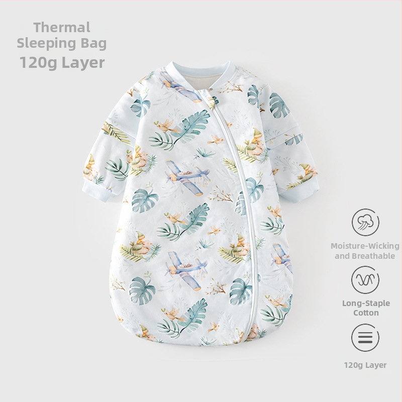Kokon stiliaus kūdikio miego maišelis su termostatiškai medvilnės užpildas, vidus 95% medvilnė, nuimami rankovės, užtrauktukas iš rišamosios medžiagos/injekcija