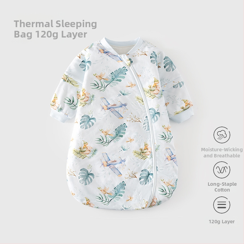 Kokon stiliaus kūdikio miego maišelis su termostatiškai medvilnės užpildas, vidus 95% medvilnė, nuimami rankovės, užtrauktukas iš rišamosios medžiagos/injekcija