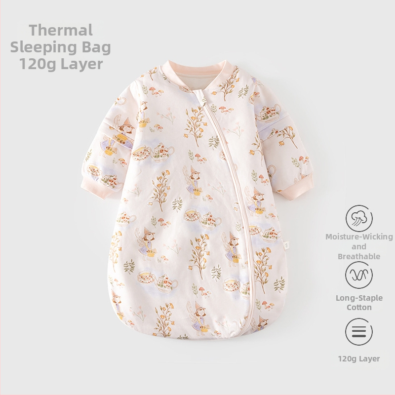 Kokon stiliaus kūdikio miego maišelis su termostatiškai medvilnės užpildas, vidus 95% medvilnė, nuimami rankovės, užtrauktukas iš rišamosios medžiagos/injekcija