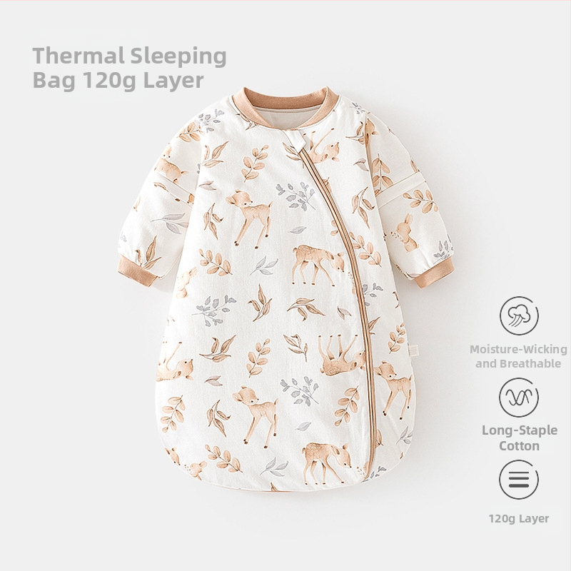 Kokon stiliaus kūdikio miego maišelis su termostatiškai medvilnės užpildas, vidus 95% medvilnė, nuimami rankovės, užtrauktukas iš rišamosios medžiagos/injekcija