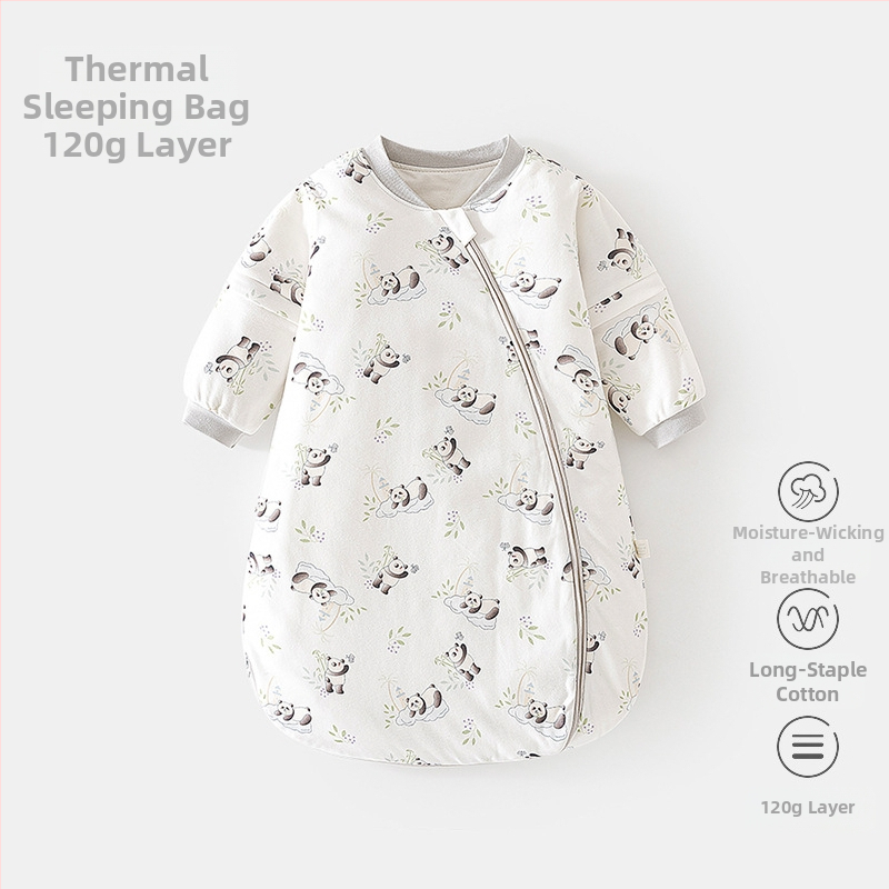 Kokon stiliaus kūdikio miego maišelis su termostatiškai medvilnės užpildas, vidus 95% medvilnė, nuimami rankovės, užtrauktukas iš rišamosios medžiagos/injekcija