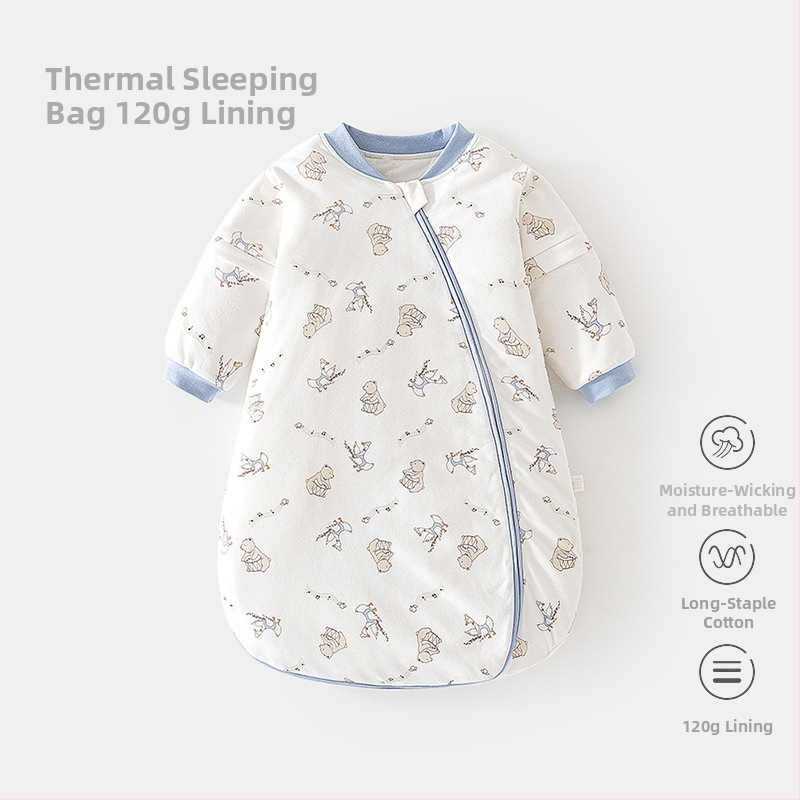 Kokon stiliaus kūdikio miego maišelis su termostatiškai medvilnės užpildas, vidus 95% medvilnė, nuimami rankovės, užtrauktukas iš rišamosios medžiagos/injekcija