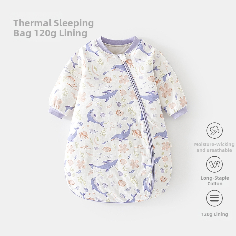 Kokon stiliaus kūdikio miego maišelis su termostatiškai medvilnės užpildas, vidus 95% medvilnė, nuimami rankovės, užtrauktukas iš rišamosios medžiagos/injekcija