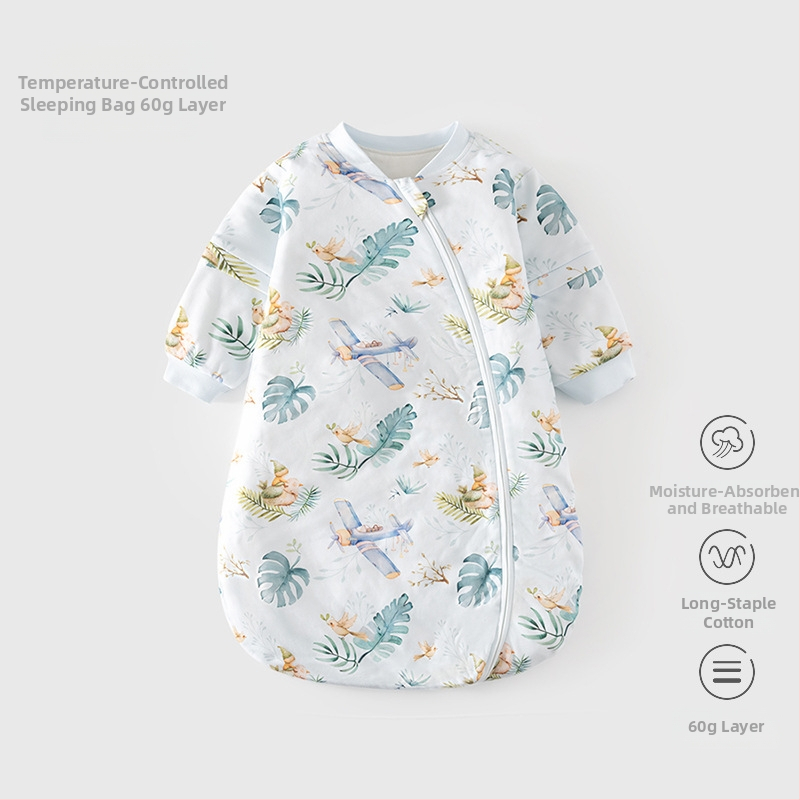 Kokon stiliaus kūdikio miego maišelis su termostatiškai medvilnės užpildas, vidus 95% medvilnė, nuimami rankovės, užtrauktukas iš rišamosios medžiagos/injekcija