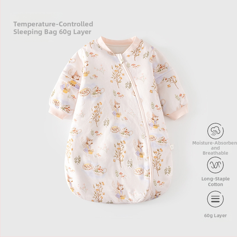 Спален чувал за бебета в кокон стил, пълнеж от термоустойчив памук, подплата 95% чист памук, свалящи се ръкави, цип от смола/инжекционен