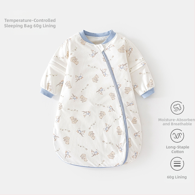 Kokon stiliaus kūdikio miego maišelis su termostatiškai medvilnės užpildas, vidus 95% medvilnė, nuimami rankovės, užtrauktukas iš rišamosios medžiagos/injekcija