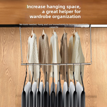 Nerezová oceľová teleskopická vešacia tyč do skrine, skladacia, do spálne, moderný minimalistický štýl