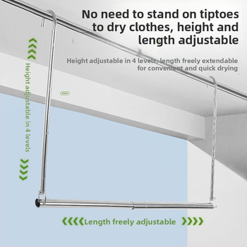 Nerezová oceľová teleskopická vešacia tyč do skrine, skladacia, do spálne, moderný minimalistický štýl