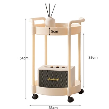 Victoria Nordic plastikinis kavos staliukas su saugykla, apvalios formos, modelis 120 plastiko, sukasi ir išardomas