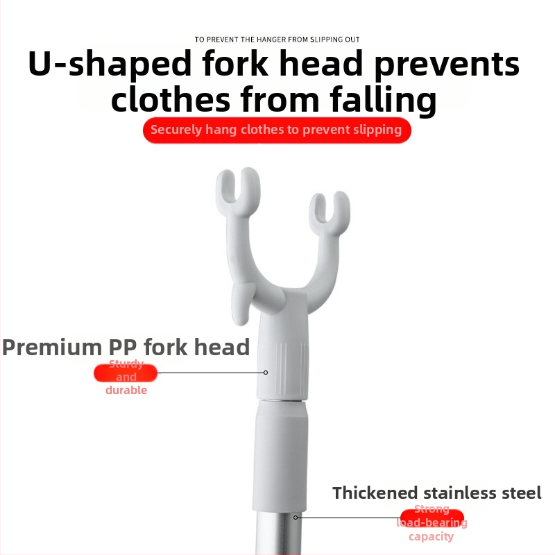 Telescopická tyč na sušenie oblečenia s PP telom a nerezovou rukoväťou, pre balkón, moderný minimalistický štýl, uvedenie 2025 leto, kód A01512