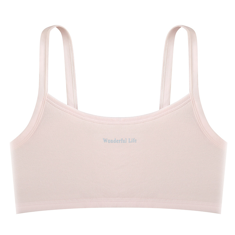 Bustier din bumbac pentru fete, cu cupă completă, căptușeală din bumbac, respirabil, bretele fixe duble